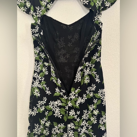 Reformation Rosi Midi Dress Cap Sleeves Tiered Ruffles Aroma Black Floral Size 4 - Picture 7 of 8